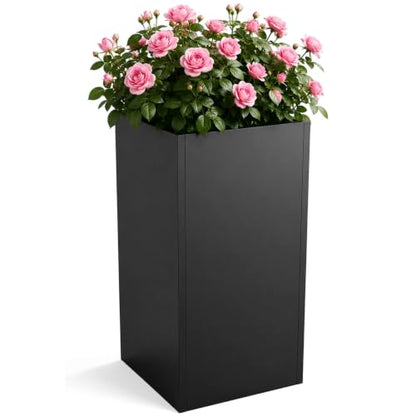 30 Inch Tall Outdoor Planter, Heavy Duty Galvanized Steel Planter Box - size: 30 Inch