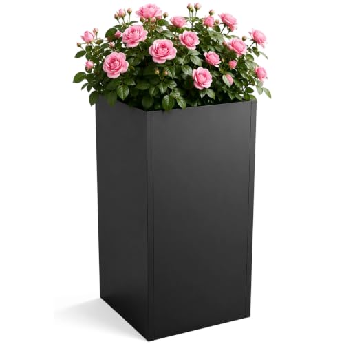 30 Inch Tall Outdoor Planter, Heavy Duty Galvanized Steel Planter Box - size: 30 Inch