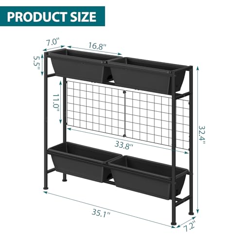 OYEAL Raised Garden Beds Outdoor with Legs 32" Tall Herb Garden Planters Box Raised Flower Beds for Gardening, Vertical Privacy Planter with Trellis for Patio, Porch, Backyard, Balcony, Grey - color: Gray