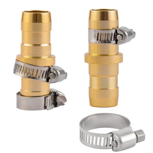 2 Pack Garden Hose Connector Repair Mender Kit with Stainless Clamp,Fits 3/4"-5/8" Water Hose Repair Fitting - size: 2-Set