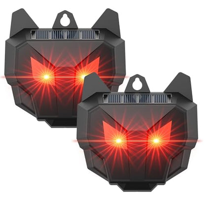 2 Pack Solar Nocturnal Animal Repeller, Humane Coyote Deterrent, Waterproof Racoon Repellent Outdoor for Fox, Deer, Skunk, Predator Lights for Chicken Coop, Farm & Garden
