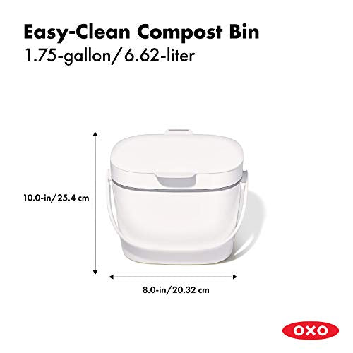OXO Good Grips Easy-Clean Compost Bin, White, 1.75 Gal/6.62 L - color: White, size: 1.75 Gallon