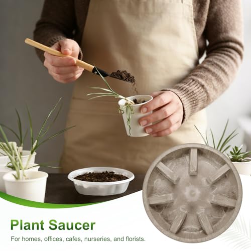 M METERXITY 2-Pack Plant Saucer, 10.04 Inch/25.5 cm Plastic Plant Trays Thicker for Pots/Indoor/Outdoor/Water Drainage and Protection, Flowerpot Drip Tray [Yellow Veins] - color: Yellow Veins
