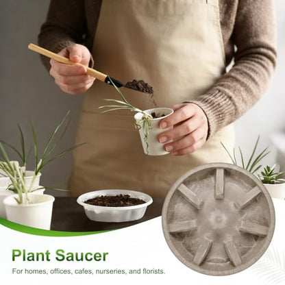 M METERXITY 2-Pack Plant Saucer, 10.04 Inch/25.5 cm Plastic Plant Trays Thicker for Pots/Indoor/Outdoor/Water Drainage and Protection, Flowerpot Drip Tray [Yellow Veins] - color: Yellow Veins