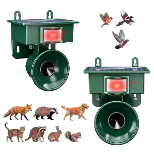 2026 Upgraded Solar Ultrasonic Bird Repellent Devices Outdoor (2-Pack)