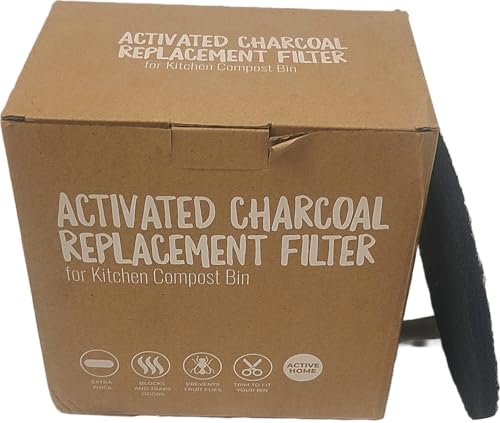 12 Pack Activated Charcoal Replacement Filters for Kitchen Compost Bin 6.5" Diameter 3/8" Thick. Trimmable to Fit