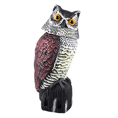 Plastic Owl Statue Decoys for Bird Control - Owl Scarecrow with Rotating Head for Garden, Yard and Outdoor Use | Scare Birds