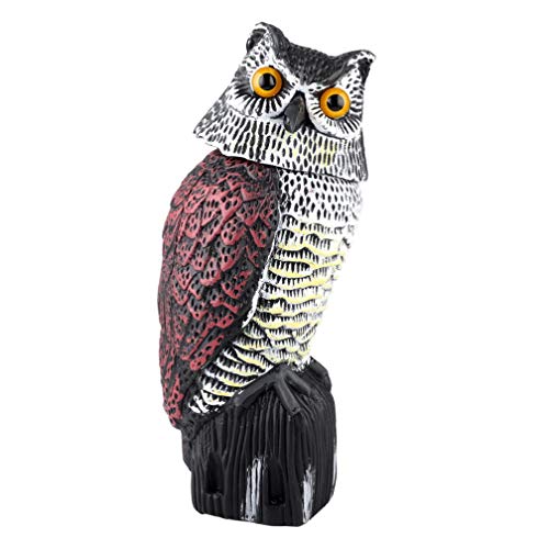 Plastic Owl Statue Decoys for Bird Control - Owl Scarecrow with Rotating Head for Garden, Yard and Outdoor Use | Scare Birds