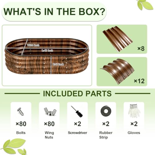 Galvanized Raised Garden Bed Outdoor 4x2x1 ft 2 Pack Oval Brown - color: Brown 2 Pcs, size: 4 x 2 x 1 ft