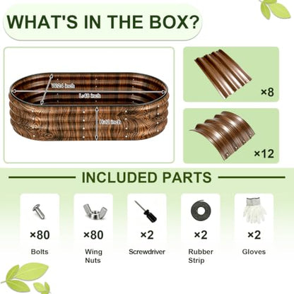 Galvanized Raised Garden Bed Outdoor 4x2x1 ft 2 Pack Oval Brown - color: Brown 2 Pcs, size: 4 x 2 x 1 ft