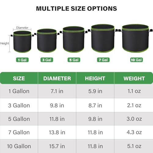 Plant Grow Bags 2-Pack 5 Gallon - Heavy Duty 300G Thickened Nonwoven Fabric Pots with Handles for Growing Potatoes, Tomatoes & Vegetables - size: 5 Gallon