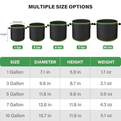 Plant Grow Bags 2-Pack 5 Gallon - Heavy Duty 300G Thickened Nonwoven Fabric Pots with Handles for Growing Potatoes, Tomatoes & Vegetables - size: 5 Gallon