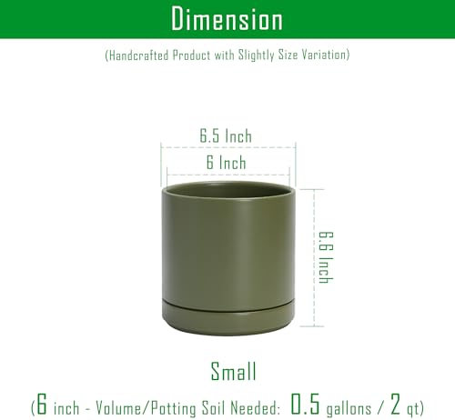 D'vine Dev 6.5 Inch Ceramic Planter Pot, Olive, 94-O-C-J - color: Olive, size: Small