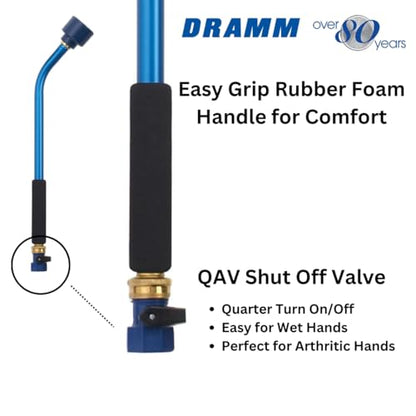 Dramm Sunrise Soft Rain Watering Spray Wand – 30” Long, Yellow – Gentle Full-Flow Spray with Shut-Off Valve & 8” Foam Grip – Lightweight & Durable for Gardens, Hanging Baskets & Planters - color: Yellow, size: 30 Inches