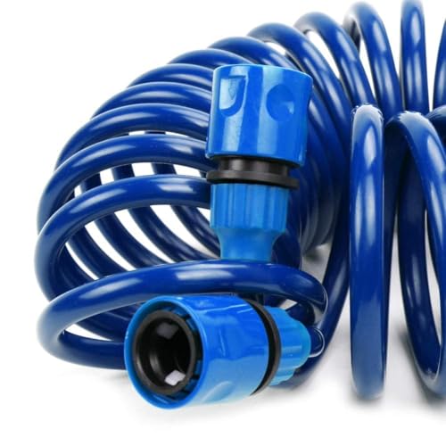 EVA Recoil Garden Hose 25ft - Includes 7 Pattern Spray Nozzle,Retractable Curly Water Hose - color: Blue