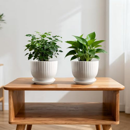 Ceramic Plant Pots, 6.7 Inch, Pure White, Set of 2 - color: Pure White, size: 6.7 Inch(2 PCS)
