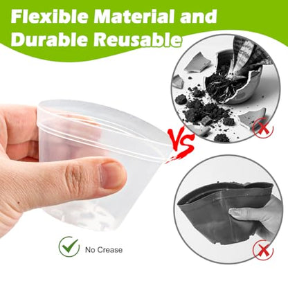 8 Cell Nursery Pot Trays 10 Pack (12"x6"x2") with 2.5 inch (6.5CM) Round Seedling Pots 80pcs (Clear), Plastic Seed Starter Tray with Removable Drain Holes for Carrying and Holding Plant Pot