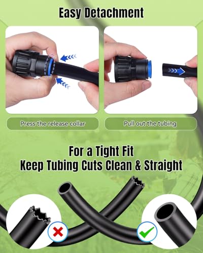 Pawfly 8 Pcs 3/4" to 1/2" Drip Irrigation Faucet Adapters, Quick Connect 3/4" FHT Faucet to 1/2" Tubing Connectors, Push-to-Fit Garden Hose Adapters, Anti-Leak Drip Irrigation Hose Connectors - size: 8 Pcs 3/4" to 1/2" Faucet Adapters