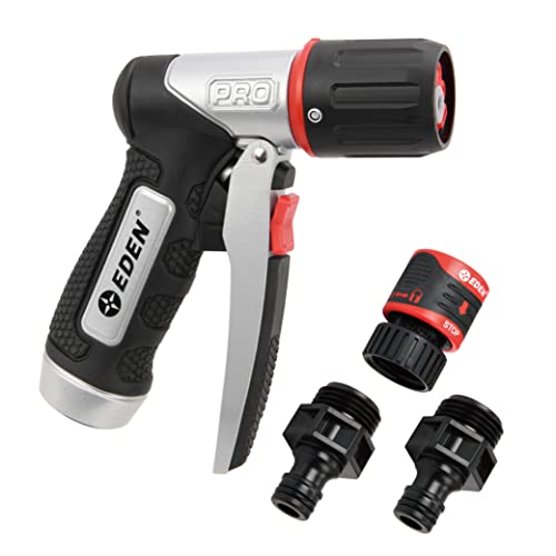 Eden PRO Metal 4-Pattern Hose Nozzle: Front Trigger, Cyclonic Turbo Spray - style: Front Trigger
