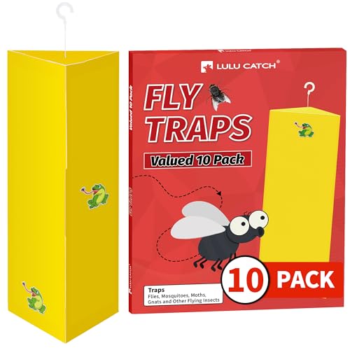 LULUCATCH Sticky Fly Traps, 10 Pack Fly Catcher Fungus Gnat Traps for Flying Insects, Hanging Yellow Sticky Traps for Fruit Fly, Non Toxic Odorless Bug Catcher, Pet Safe Pest Control - size: 10 Pack-B