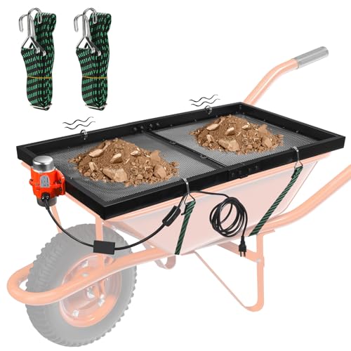 Soil Sifter with 40W Motor, Metal Sifter for Rocks with Switch & Noise-Reducing Rubber Pads, Automatic 39" x 19.5" Large Compost Screen Sieve for Sand-Idea for Most Wheelbarrow Carts (Not Included)