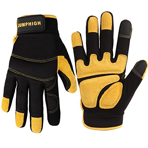 Utility Work Gloves Women, UltraLight Safety Work Gloves, MultiFunctional Mechanic Construction DIY Working Gloves, Touchscreen, Flex Grip, Machine Washable (S) - color: Yellow, size: Small