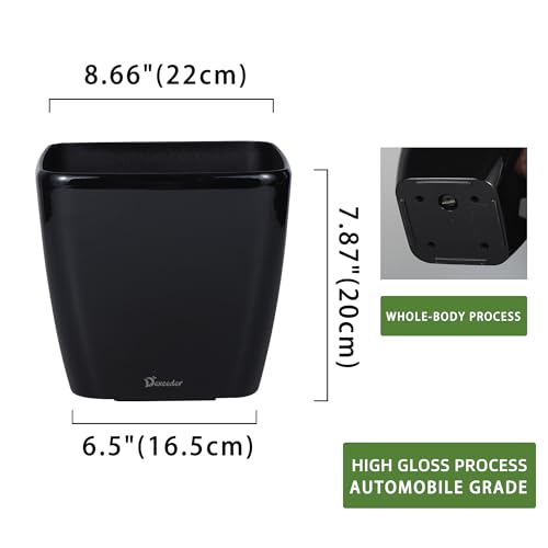 Dexceder 9x8 Self Watering Planter (Black High Gloss) - color: Black, size: 9x8