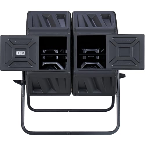 Werph 54 Gallon Large Outdoor Compost Tumbler, Dual Chamber Compost Bin