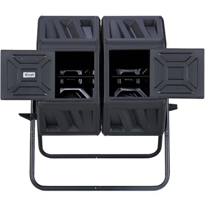 Werph 54 Gallon Large Outdoor Compost Tumbler, Dual Chamber Compost Bin