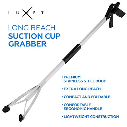 Grabber Tool X-Long 64" Aluminum Suction Cup Jaw, Lightweight Foldable Reacher Grabber Pickup Tool, Gripper Grabbers for Elderly Grab it Reaching Tool Trash Picker Grabber, by Luxet (Black)