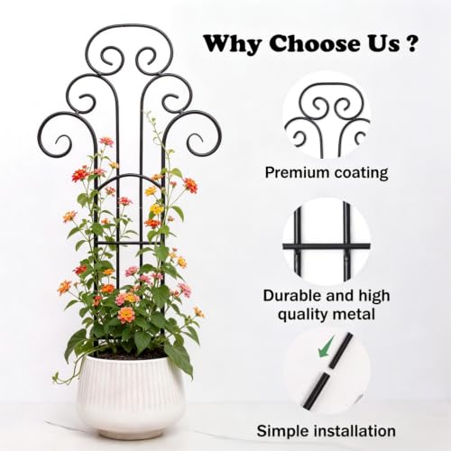24" Pot Trellis for Climbing Plants,Indoor Plant Trellis,Retro Wrought Iron - size: 24"H