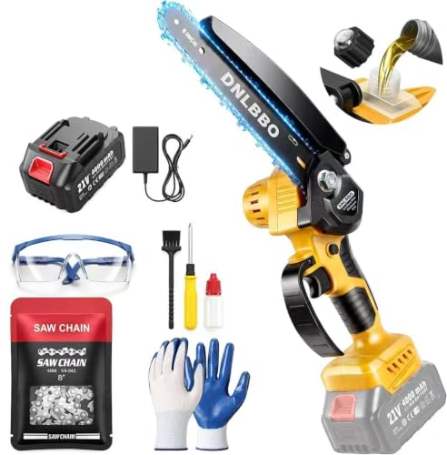 Mini Chainsaw Cordless, 8 IN Brushless Electric Chainsaw for Wood Cutting - color: Yellow01