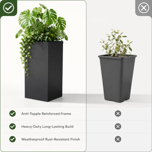 NicBex Tall Metal Square Planters Box Set of 6-24" H x 12" W Slim Black - color: Galvanized Steel - 6 Pack
