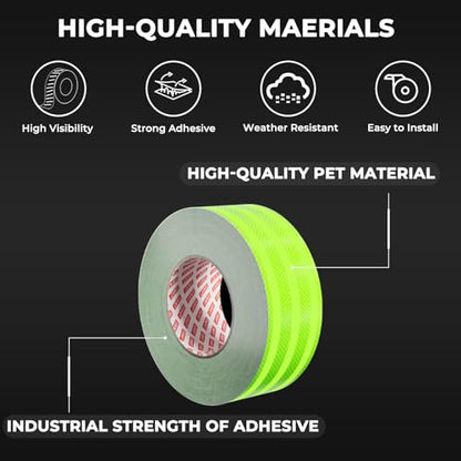 SWRT 2 Inch X 30 FT Reflective Tape Outdoor Waterproof DOT-C2 Fade Resistant Fluorescent Green Reflective Strong Adhesive Safety Warning Reflector Conspicuity Tape for Trailer Trucks Bikes - size: 2IN x 30FT