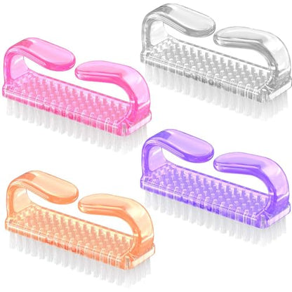 Larbois Handle Grip Nail Brush, Nail Brushes Hand Fingernail Brush Cleaner Scrubbing Kit Pedicure for Toes and Nails Men Women (4 Pack) - color: Orange