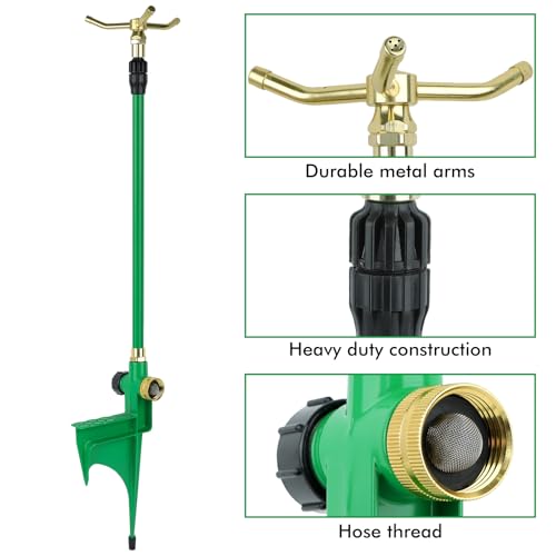 RESTMO 3-Arm Sprinklers for Yard with Adjustable Telescoping Base - size: 1 Pack