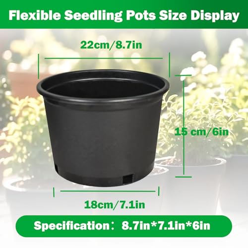 Short 2 Gallon Pots for Plants, Sturdy Plastic Planter Pots with Drainage Holes, Large Plastic Planters, Garden Planter Pots for Seedlings, Succulents - size: 10 Pcs Gallon Short