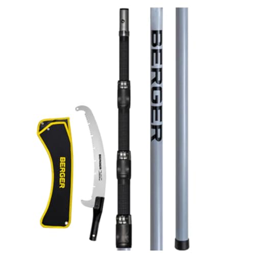 BERGER ArboRapid Telescopic Pole Saw Set – 4-Part Professional Arborist Tool, Extends from 5.7 to 20.3 Ft, Japanese-Style Curved Blade, Carbon Fiber & Fiberglass Design – 76049