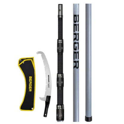BERGER ArboRapid Telescopic Pole Saw Set – 4-Part Professional Arborist Tool, Extends from 5.7 to 20.3 Ft, Japanese-Style Curved Blade, Carbon Fiber & Fiberglass Design – 76049