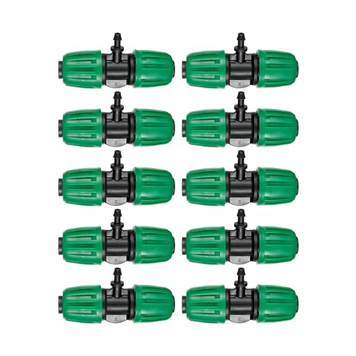 10 Pcs 1/2" to 1/4" Barbed Drip Irrigation Fittings Tee Connector - size: 1/2 to 1/4 inch 3-Way
