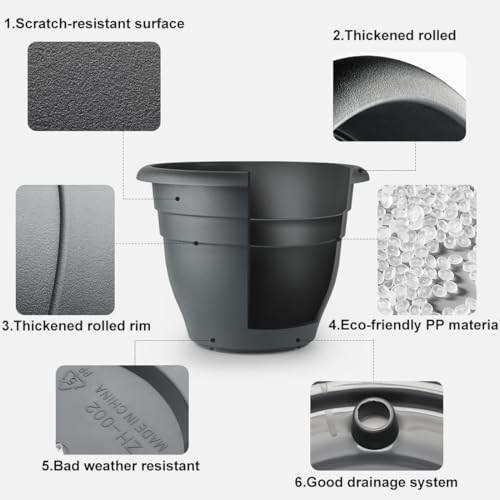RooTrimmer 3 Pack 16 Inch Rolling Large Plant Pots - color: Black, size: 16 inch+3 trays