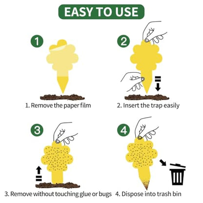 Sticky Yellow Fungus Gnat Traps, Easier to Use, No Touching Glue Or Bugs, Targets Species for Gnat, Fruit Fly & Pests, Thoughtfully Designed, High Capture Rate, Kid & Pet Safe, 36 Traps - size: 36