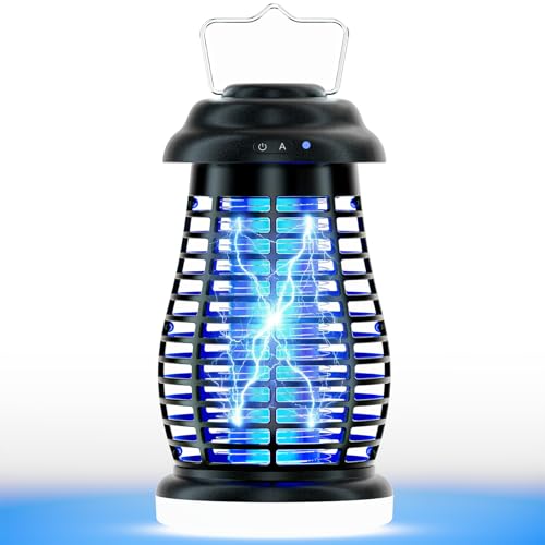 Bug Zapper Outdoor & Indoor,Cordless Portable Mosquito Zapper with Rechargeable 4800mAh Battery & Auto On/Off,Mosquito Repellent Outdoor Patio,Electric Fly Trap for Camping,Kitchen,Backyard,Patio