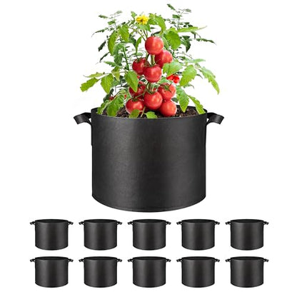Simple Deluxe Grow Bags 5 Gallon 10 Pack Planter Pots with Handles, Thickened Nonwoven Fabric Aeration Cloth Bag, Heavy Duty Gardening for Tomoato, Potato, Vegetable, Herbs and Flowers, Black - color: 10 Pack, size: 5 Gallon