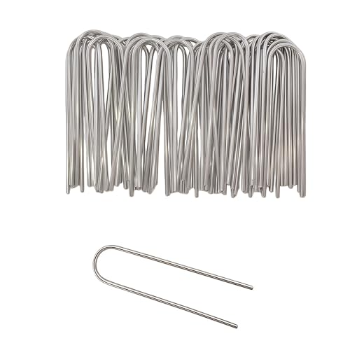 Atlantic Stainless Steel Landscape Staples Garden Stakes. (4"-U-40pcs) - size: U-shaped 4"x40pcs