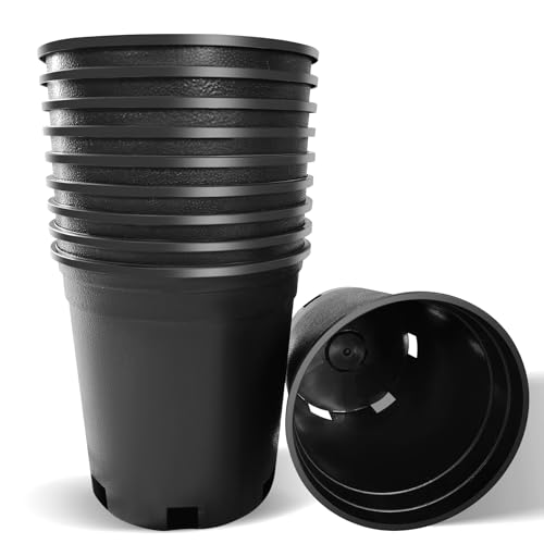 1 Gallon Nursery Pots Plastic Container Injection Molded Pot for Plants Flexible with Drainage Holes Suitable for Plants Soil Growers or Hydroponics Black 10 Pcs - size: 1 Gallon