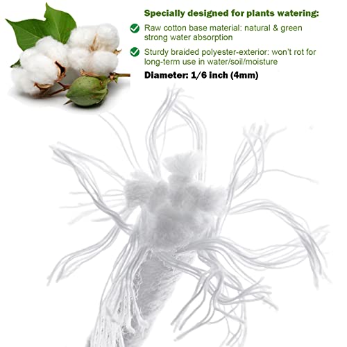 ORIMERC 80 feet 1/6 inch Self Watering Capillary Wick Cord Vacation Plant Sitter DIY Hydroponic Wicking Self-Watering Planter Pot Automatic Water System Device Potted Violet Auto Seedling Waterer Rope - size: 80 feet (1/6 inch)