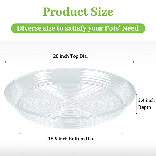 Shellwei 18 Pack 20 Inch Plastic Plant Saucers Extra Large Clear Flower Pot Drip Trays Plants Drip Tray Plant Drainage Tray Plants Saucer Trays for Indoors Outdoors - size: 20 Inch