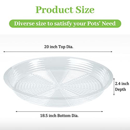 Shellwei 18 Pack 20 Inch Plastic Plant Saucers Extra Large Clear Flower Pot Drip Trays Plants Drip Tray Plant Drainage Tray Plants Saucer Trays for Indoors Outdoors - size: 20 Inch