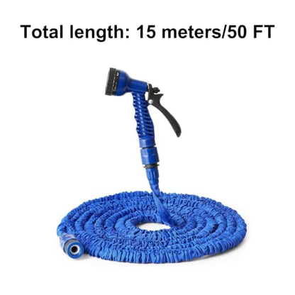 1PCS 50FT Garden Hose, Water Hose Retractable Garden Hose 1/2 and 3/4 Inch Connectors for Gardening Tools Essentials (Blue)